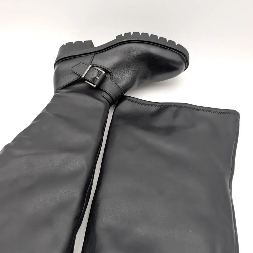 Vince Camuto Abrila Faux Leather Tall Over the Knee Boots Black Size US8M EU39